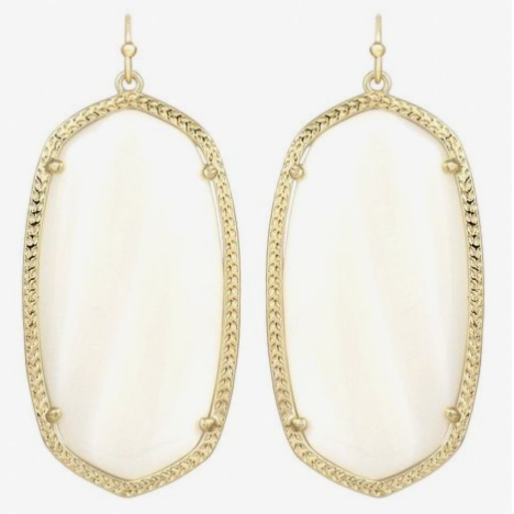 Danielle Gold Drop Earrings in White Mother of Pearl